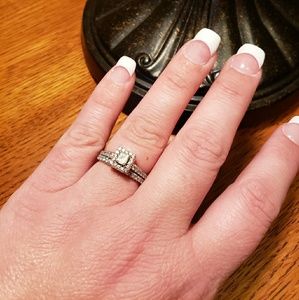 1.1 cttw 14kt White Gold Engagement and Bridal Set
